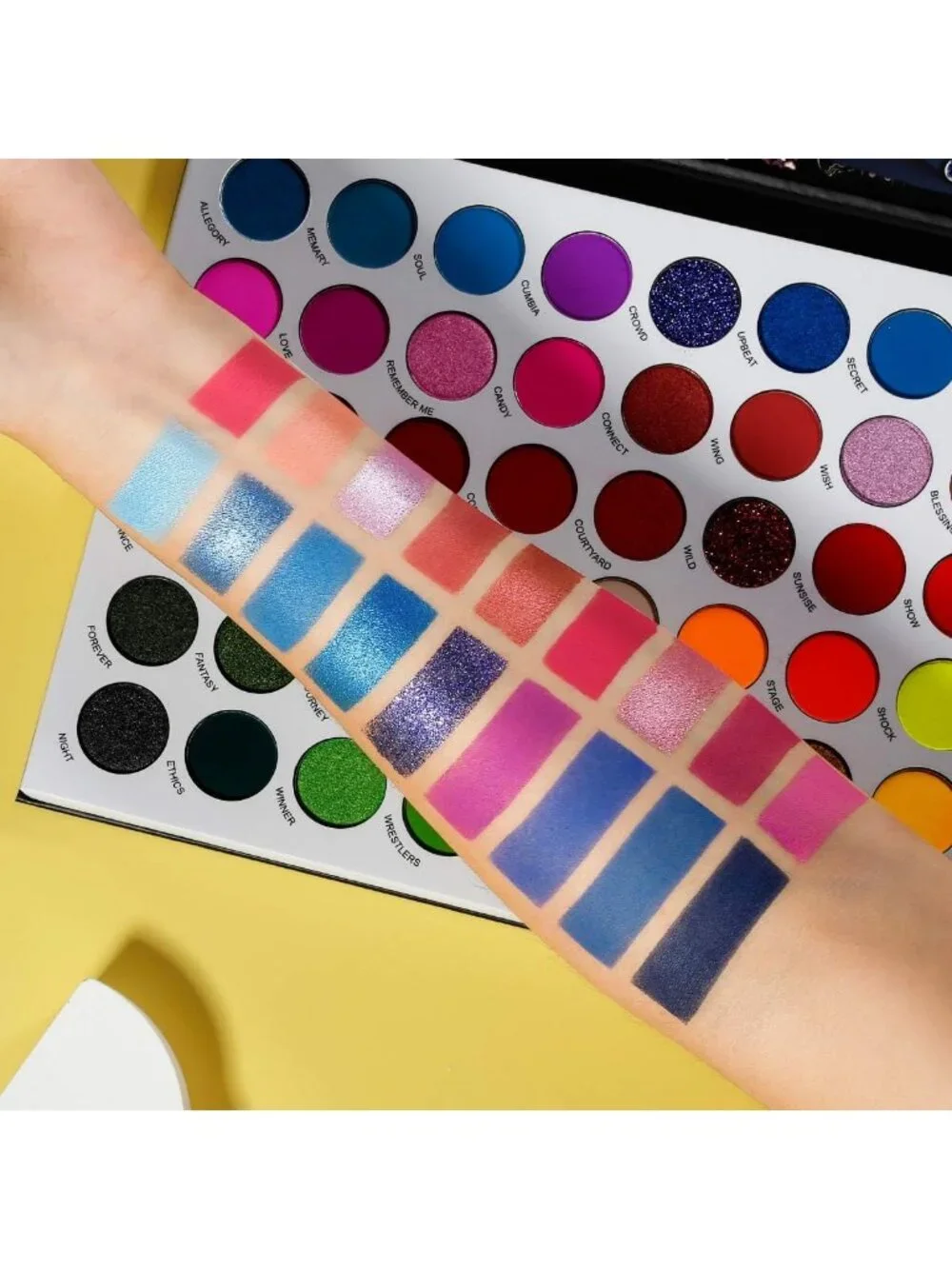 Vibrant 54-Color Eyeshadow Palette - Bright Neon, Glitter & Matte Shades for